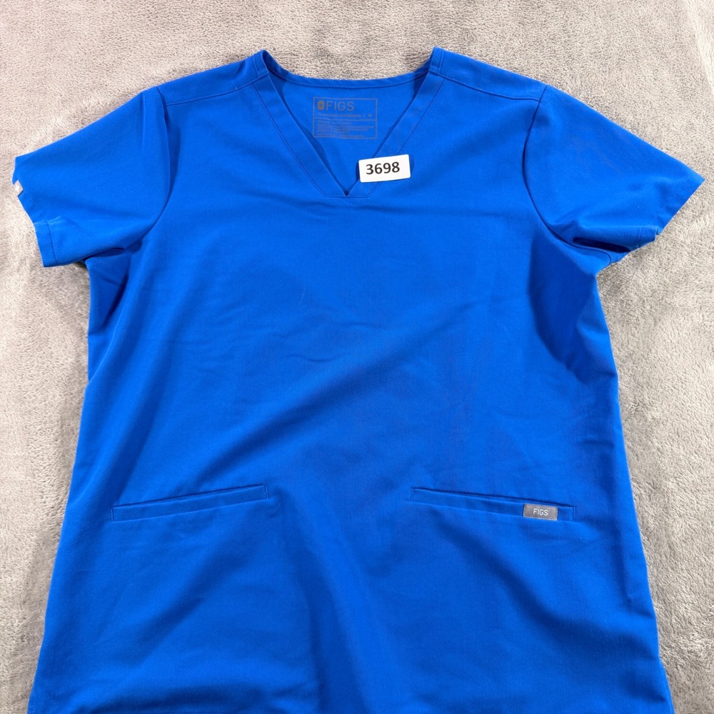 Figs Casma Scrub Top Women Medium Blue V-Neck Technical Collection 1002619
